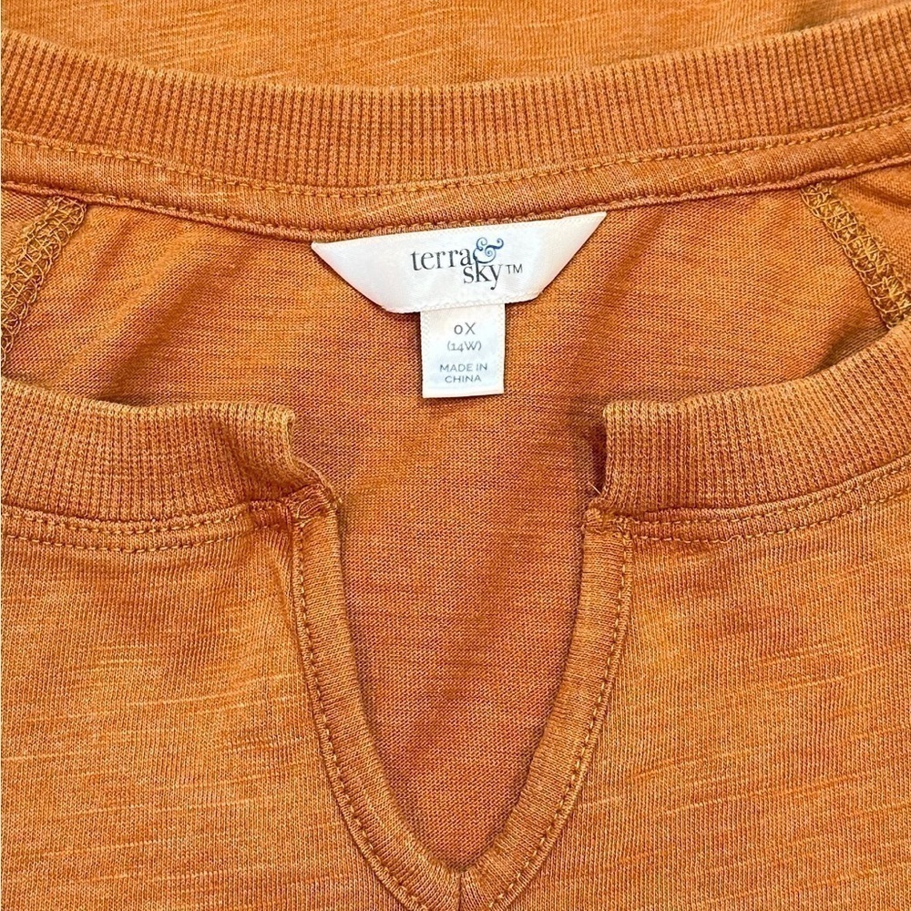 TERRA SKY, NWOT, WOMENS, LONG SLEEVE SHIRT WITH OPEN NOTCHED NECK. SIZE 14W - Picture 4 of 5